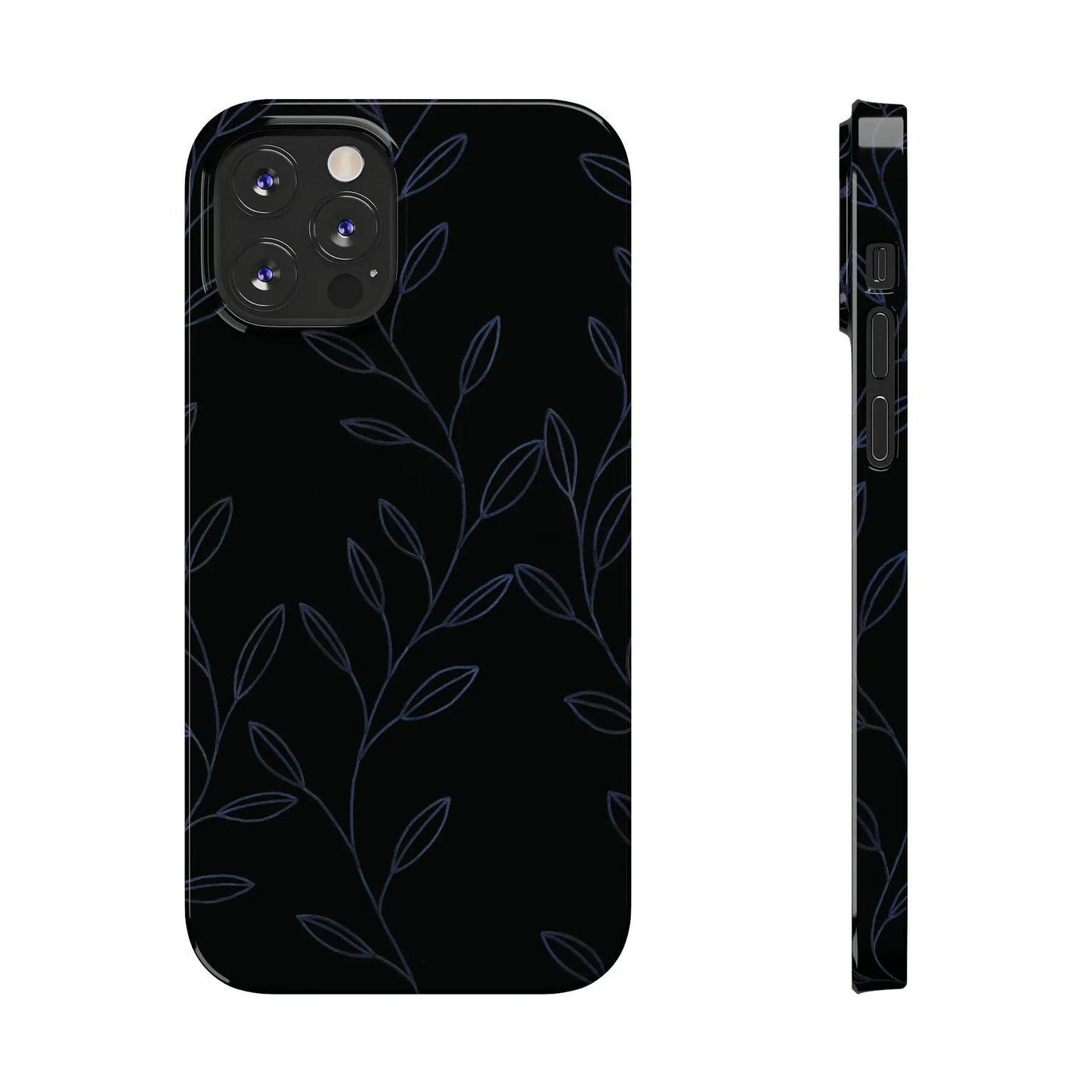 Purple Vines in Black Glossy Phone Case - Coldbrewart