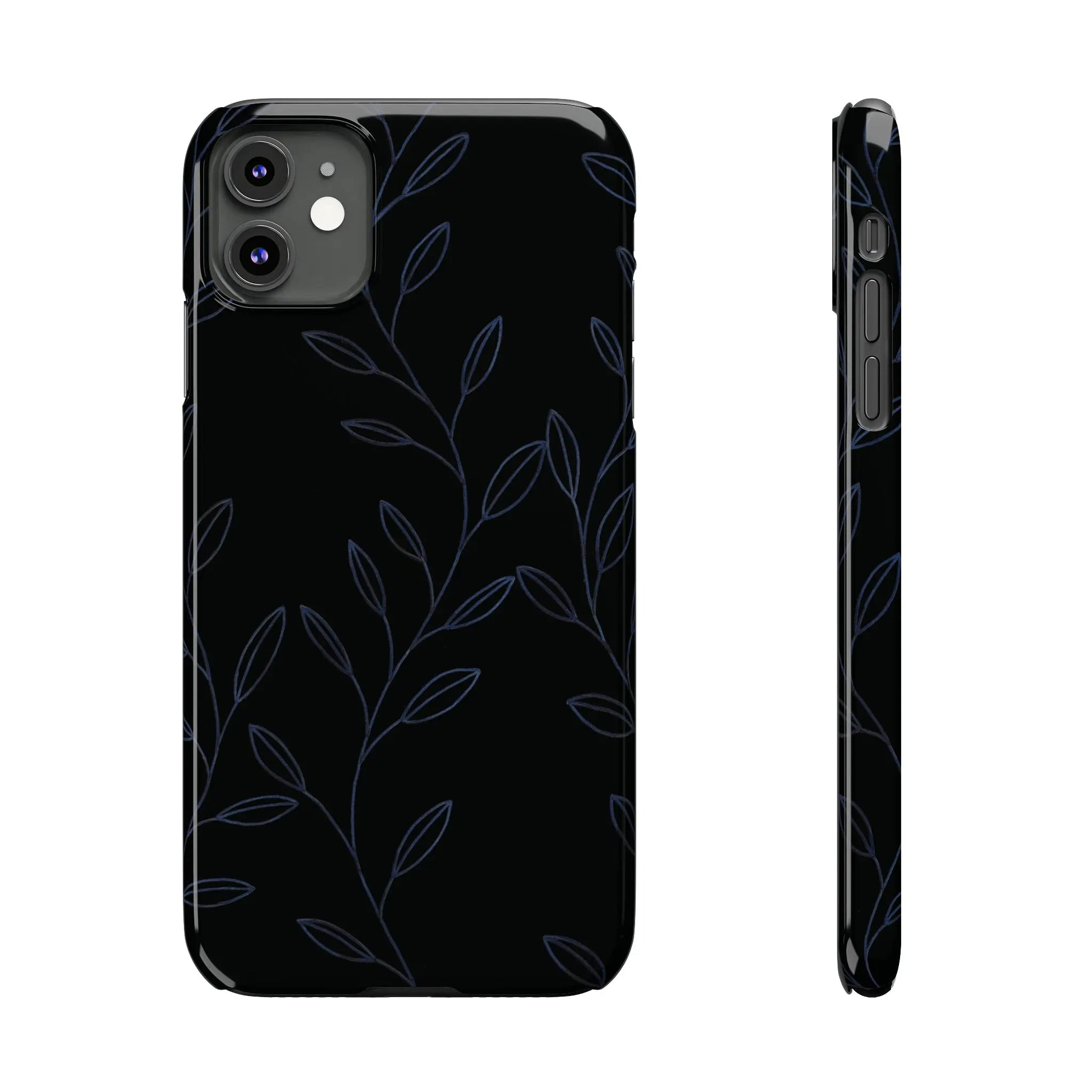 Purple Vines in Black Glossy Phone Case - Coldbrewart