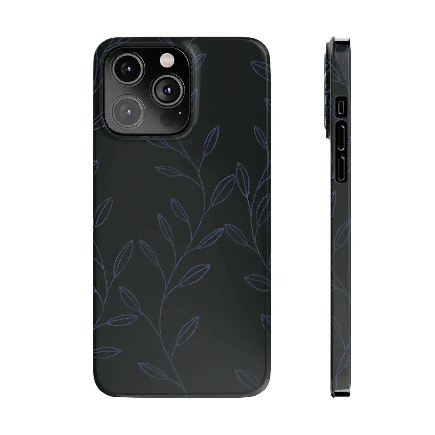 Purple Vines in Black Glossy Phone Case - Coldbrewart