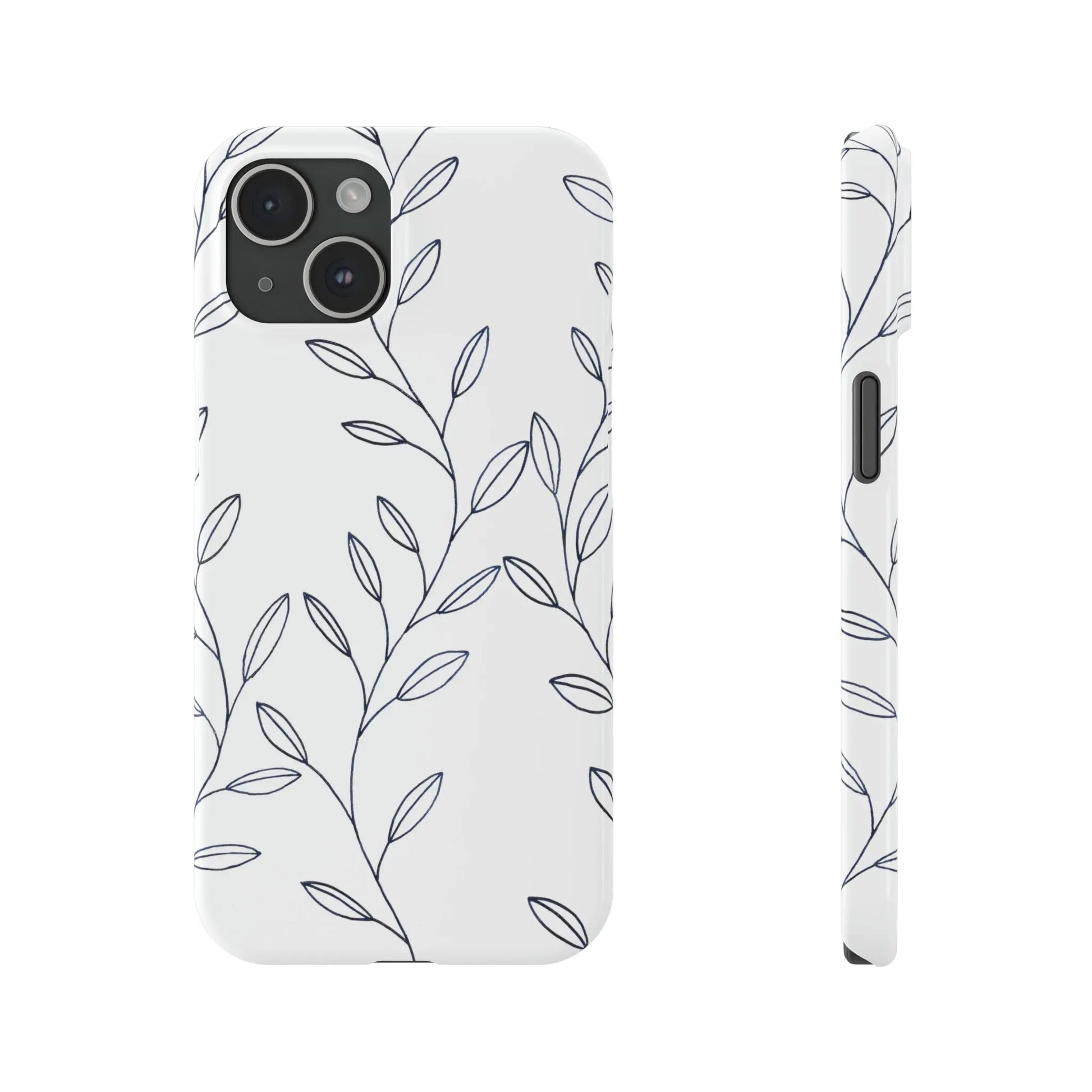 Purple Vines in White Glossy Phone Case - Coldbrewart