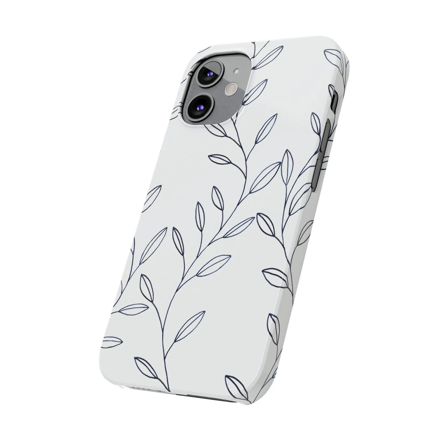 Purple Vines in White Glossy Phone Case - Coldbrewart