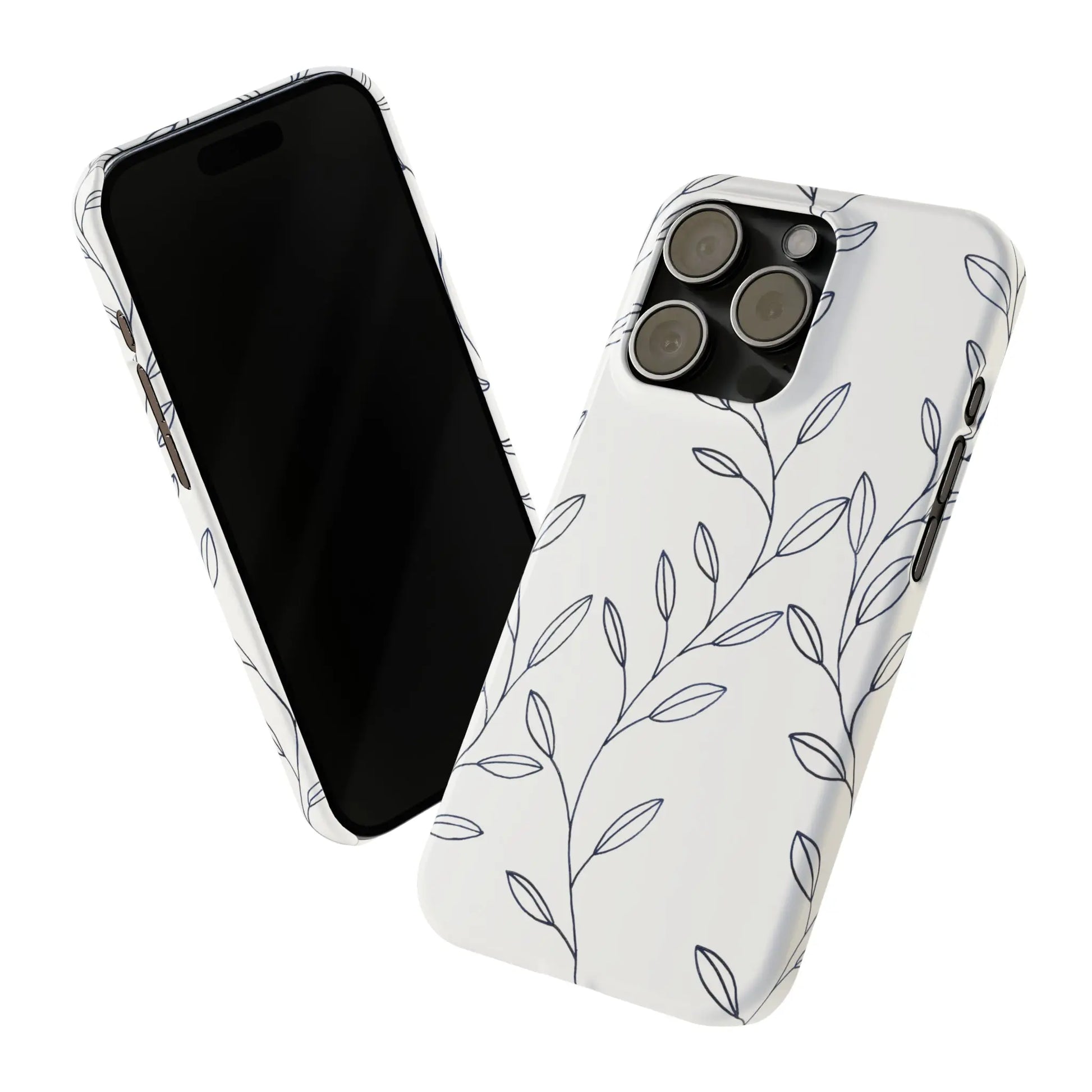 Purple Vines in White Glossy Phone Case - Coldbrewart