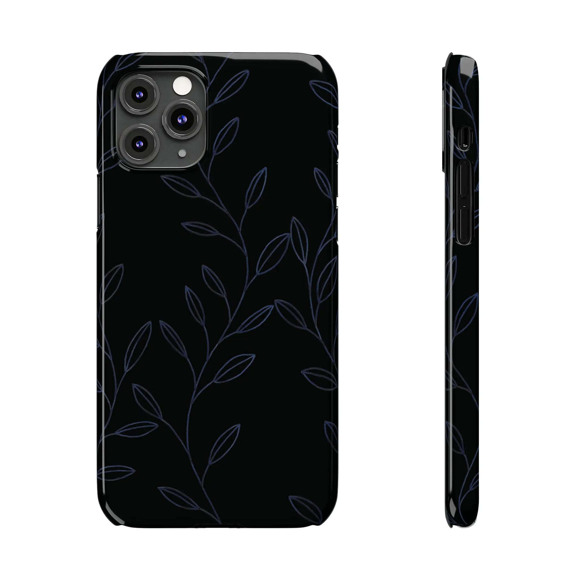 Purple Vines in Black Glossy Phone Case - Coldbrewart