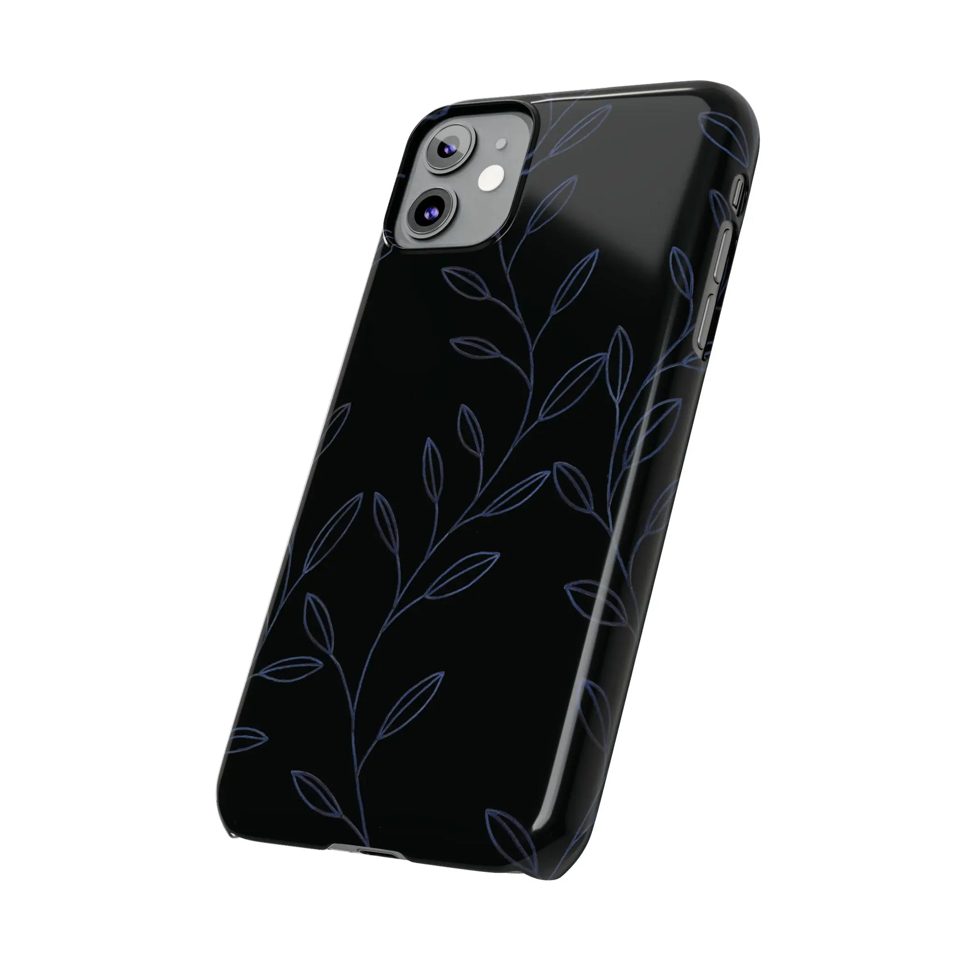 Purple Vines in Black Glossy Phone Case - Coldbrewart