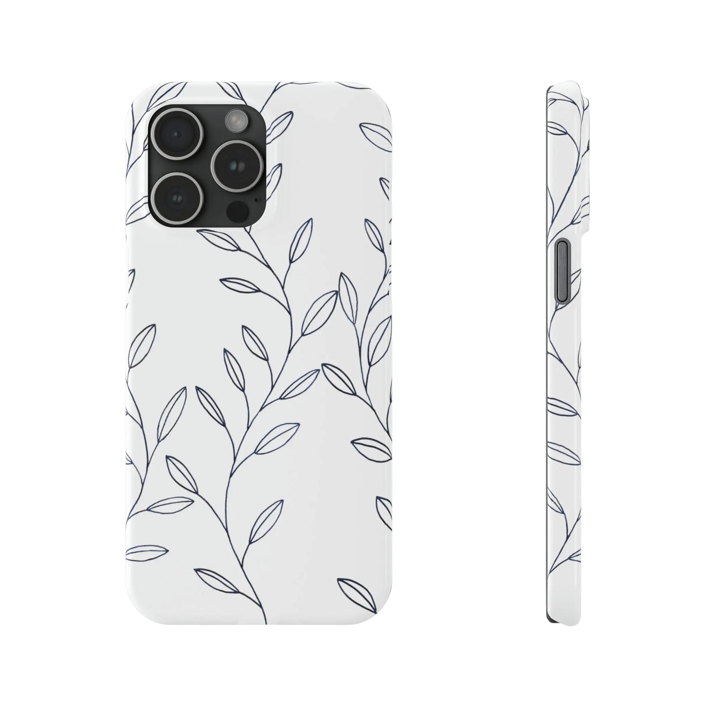 Purple Vines in White Glossy Phone Case - Coldbrewart